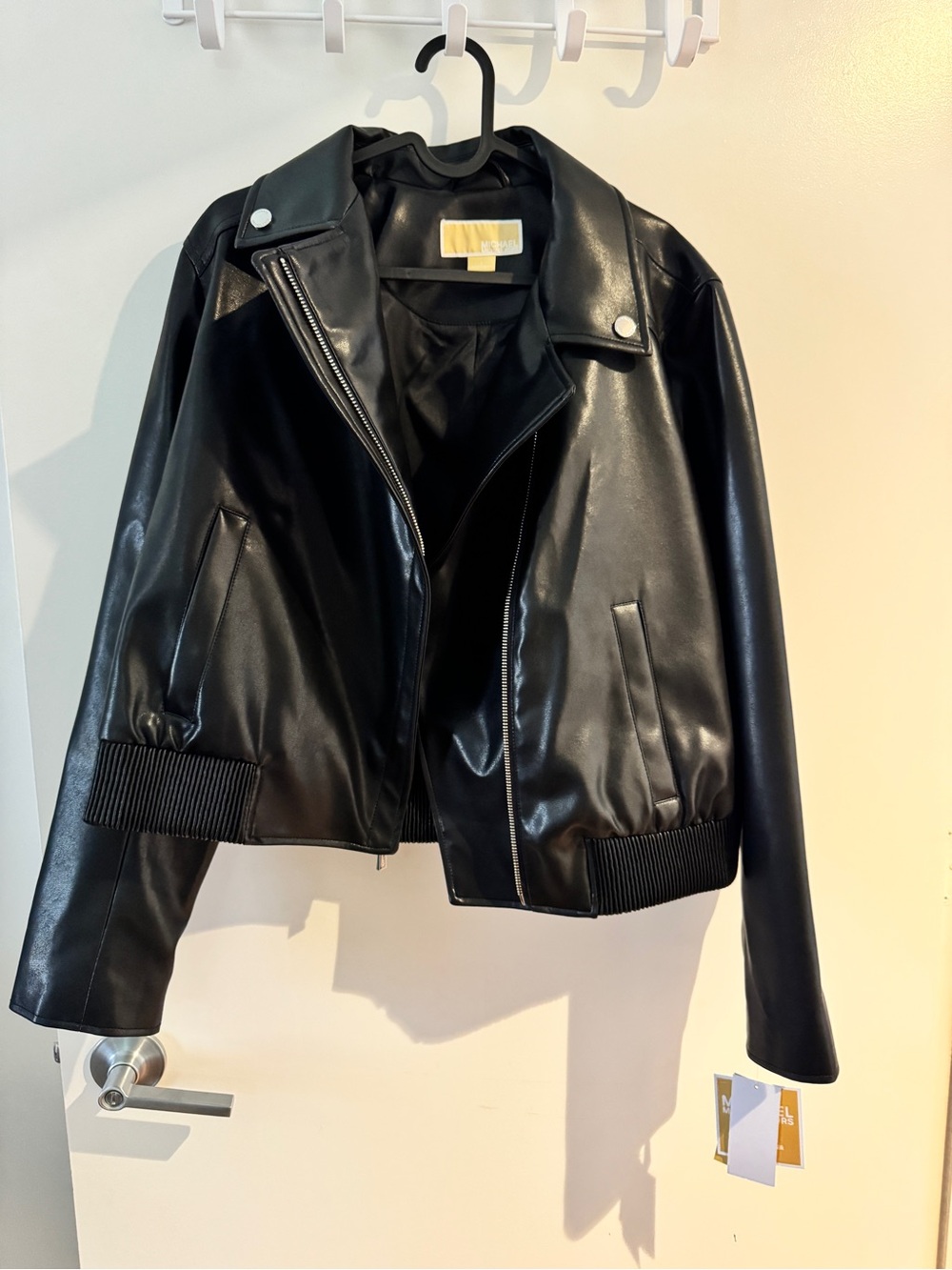 Michael Kors Black Faux Leather Moto Jacket